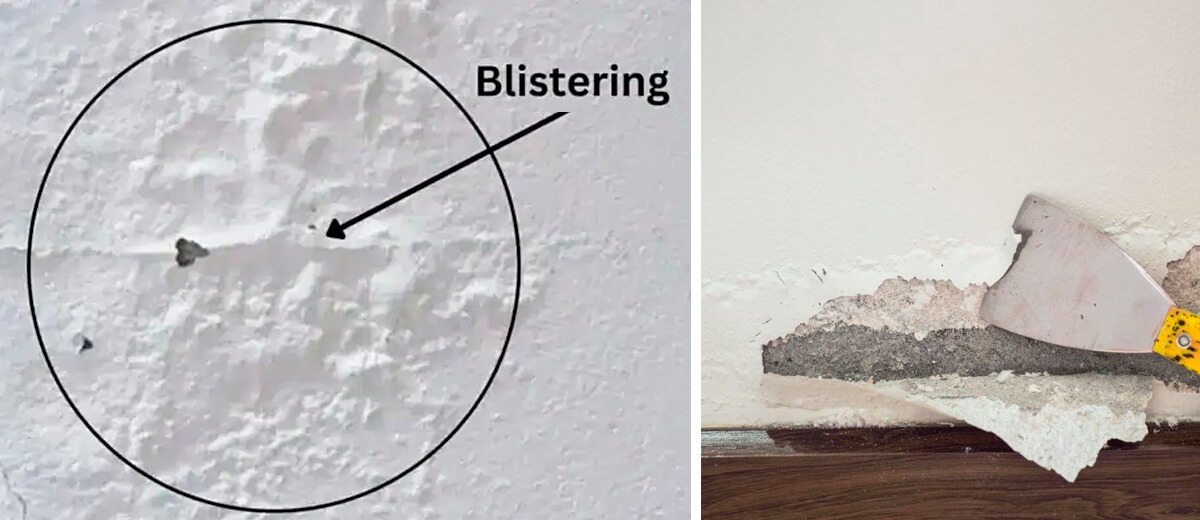 What causes paint to blister on walls