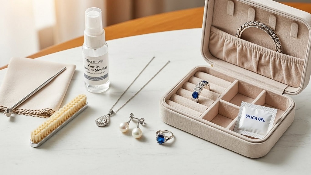 Organized jewellery storage box with anti-tarnish compartments