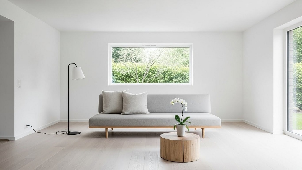 Minimalist interior design living room with neutral tones