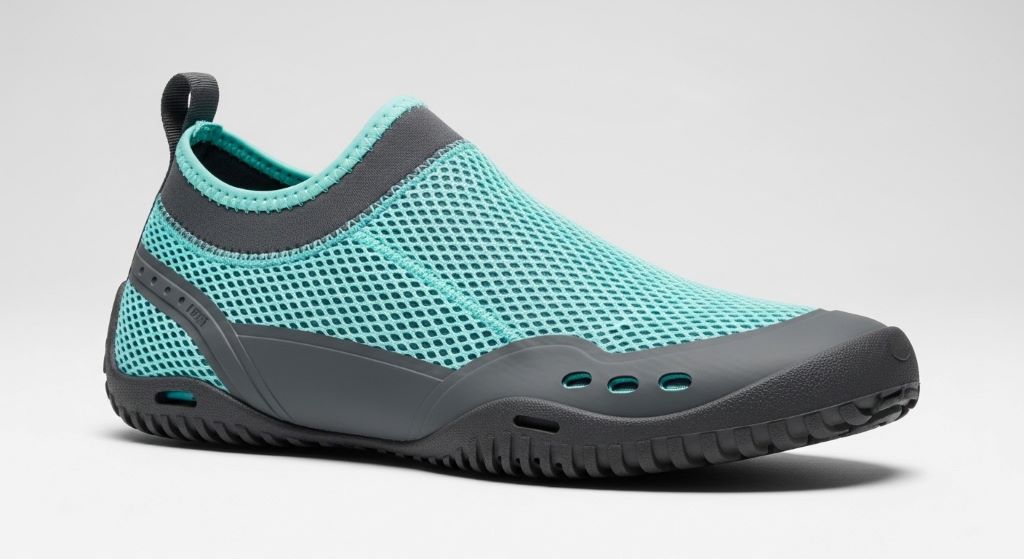 Lightweight surf shoes for women featuring mesh upper and protective rubber sole